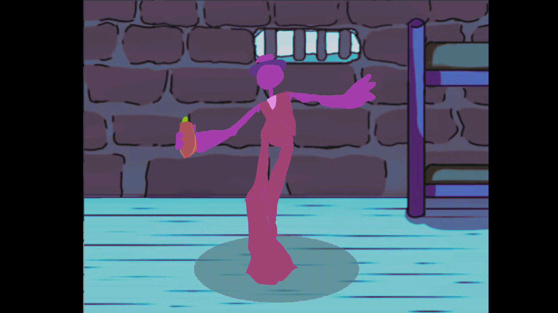 purple man dancing